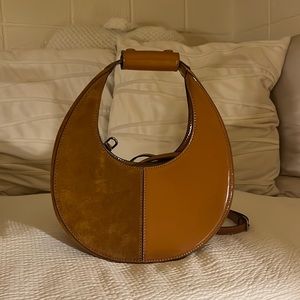 Staud Brown Leather & Suede Moon Bag